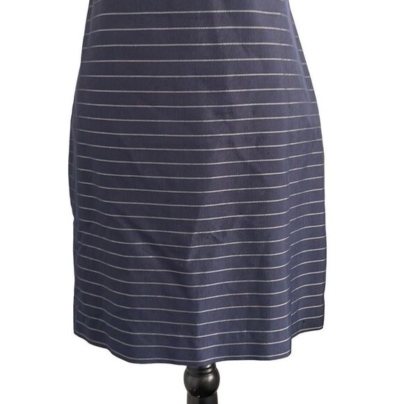 Ann Taylor 100% Silk Tank Shift Dress Navy White Pinstripes Size 2 - Picture 7 of 11